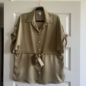 River island women’s tie waist blouse, gold button detail